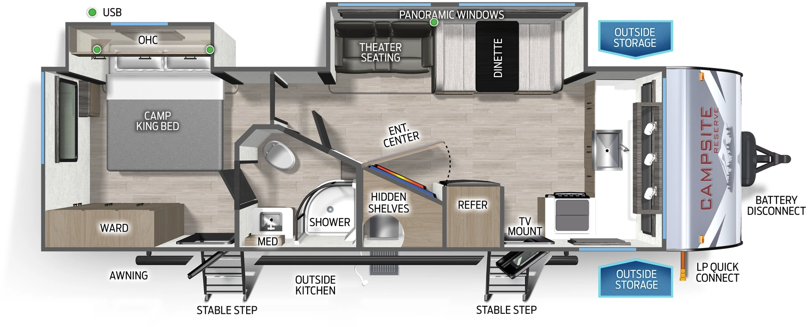 Campsite Ultra 26BW Floorplan